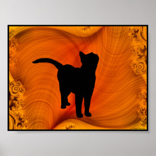 Silhueta do gato no poster do tamanho da carteira