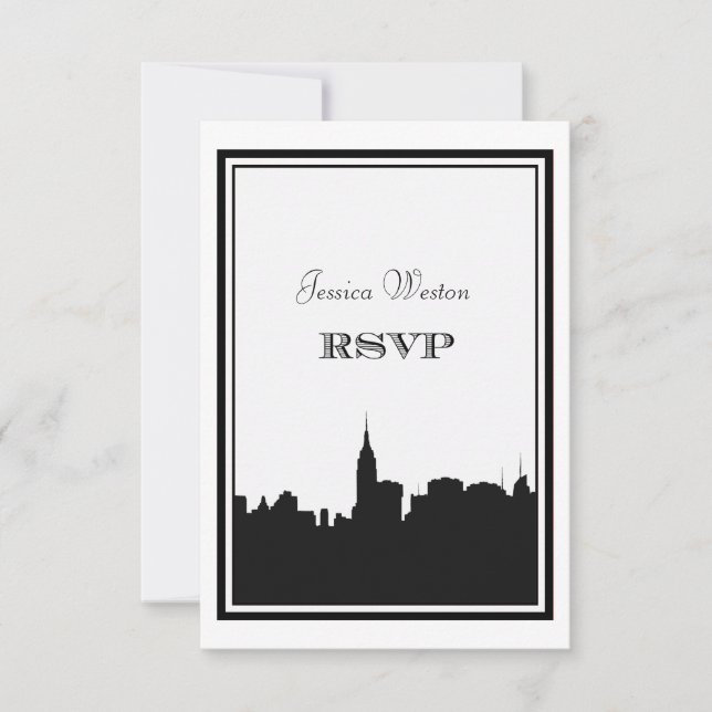 Silhueta do horizonte de NYC #2 DIY RSVP (Frente)
