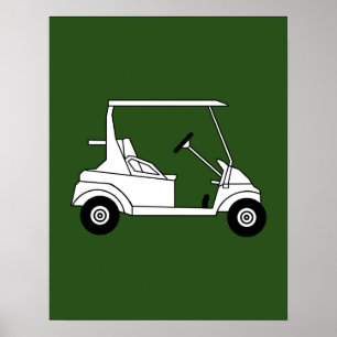 Silhueta do impressão do carro de golfe no verde