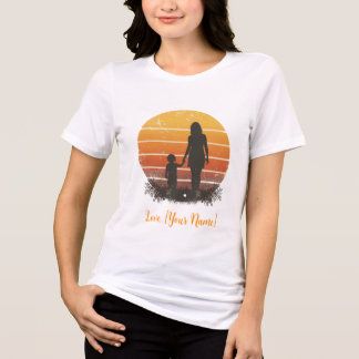 Silhueta do pôr do sol personalizada de mãe e filh