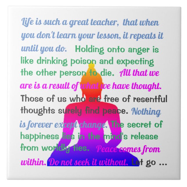 Silhueta multicolor de Buda com ditados (Frente)