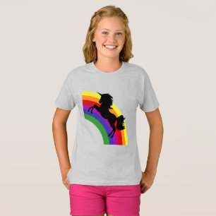 Silhueta Preta Unicórnio com Camisa da Garota Arc