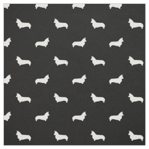 Silhueta preto e branco do corgi do tecido do cão
