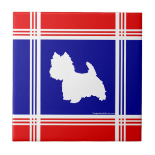 Silhueta Westie Vermelho, Branco, Azul