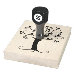 Silhuetas de árvores cardíacas, Carimbo de 4" x 5"