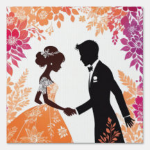 Silhuetas de noiva e noiva