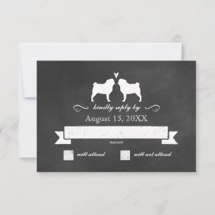 Silhuetas do Pug que Wedding a resposta de RSVP