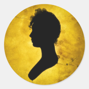 "Silhuette feminina em adesivos Dourados"