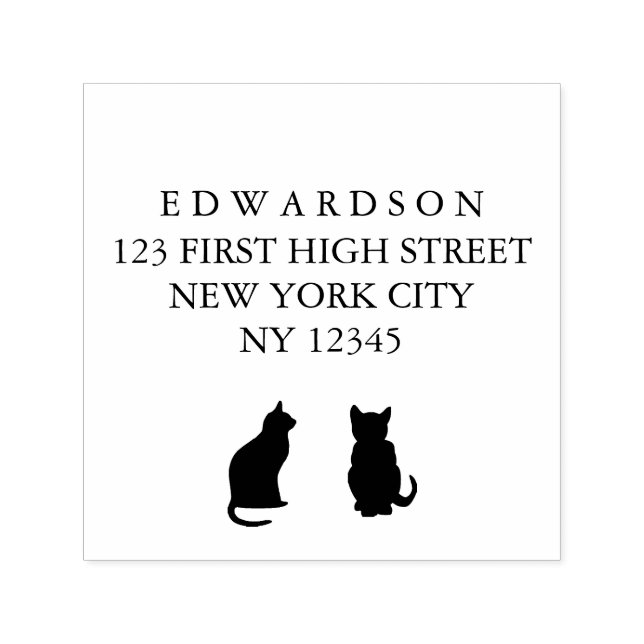 Silhuettes de gato moderno Carimbo de Endereço de  (Design)
