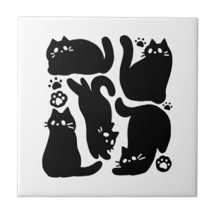 Silhuettes de Gato Negro - Design de Felino Cinto