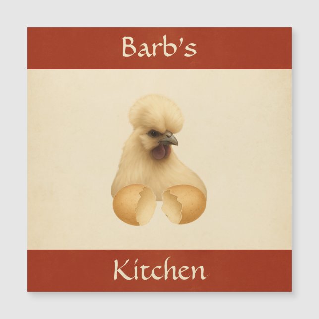 Silkie Chicken Hen Refrigerator Magnet Card (Frente)