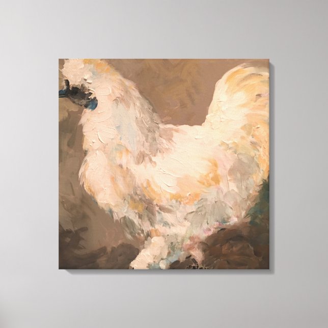 Silkie Chicken Stretch Canvas Painting (Frente)