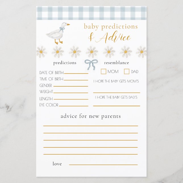 Silly Goose Blue Gingham Baby Advice Prediction (Frente)