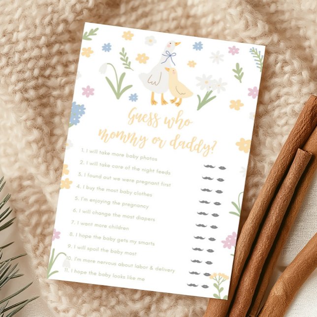 Silly Goose Gingham Baby Shower Guess Who Game (Silly Goose Baby Shower Game)