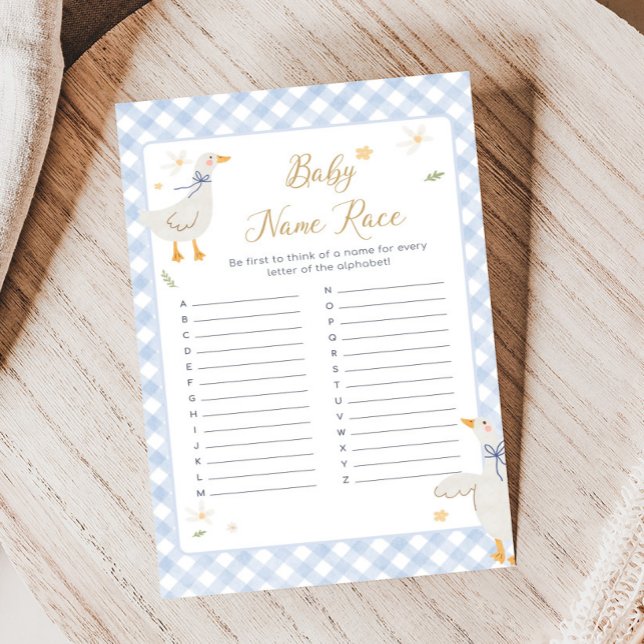 Silly Goose Gingham Baby Shower Name Race Game (Silly Goose Baby Shower Game)