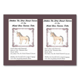 Silubhra O Cartão De Comércio Da Unicórnio De Cabe