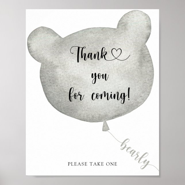 Silver Bear Balloon \ Thank you for coming  Poster (Frente)