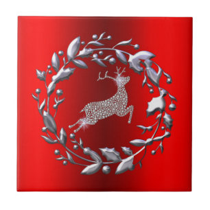 Silver Christmas Wreath e Reindeer