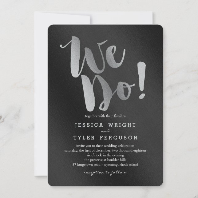 Silver Convites de Casamento Promessa Brilhante (Frente)