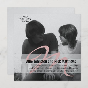 Silver de Convite de Casamento de Fotos Iniciais S