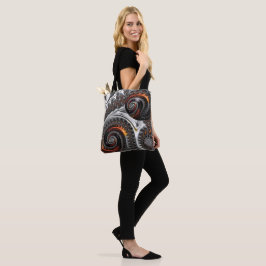 Silver e Orange Mandelbrot com Sphere Tote Bag