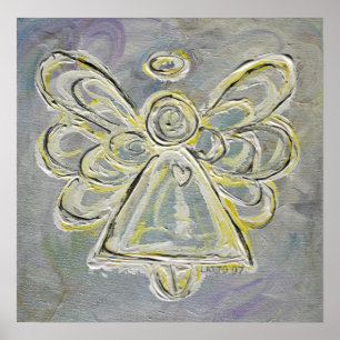 Silver e White Guardian Light Angel Impressão Pos