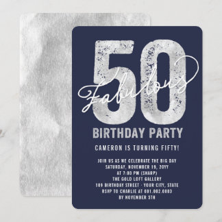 Silver Fabuloso 50º Convite para Festas de anivers