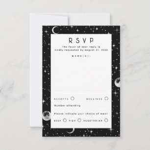 Silver Foil Stars Celestial Weding RSVP