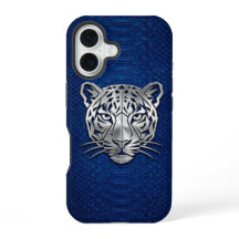 Silver Geometric Tiger Blue Snakeskin iPhone 16