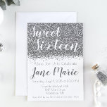 Silver Glitter 16 Doce Convite de Aniversário<br><div class="desc">Silver Glitter 16 Doce Convite de Aniversário</div>