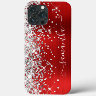 Silver Glitter Bright Red Modern Signature