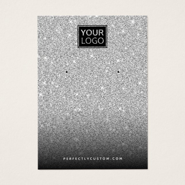 Silver glitter custom logo earring display card (Frente)
