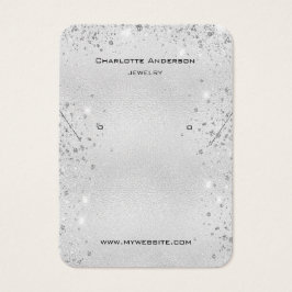 Silver glitter earrings brand photo display card