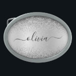 Silver Glitter Metal Monograma Nome Moderno<br><div class="desc">Folha de Silver Faux Folha Metálica Brilhante Esmagada Monograma Nome Belt Buckle. Isso faz a formatura perfeita, doce 16 16, 18, 21rua, 40, 50, 60, 70, 80, 90, 100 anos, casamento, chá de panela, aniversário, chá de fraldas ou presente de festa de solteira para alguém que ama luxo de vidro...</div>