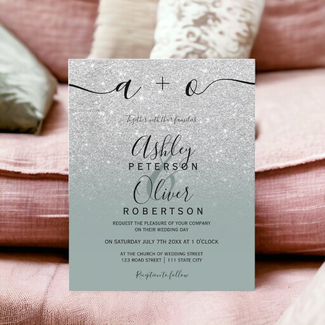 Silver Glitter ombre sage casamento do orçamento v (Silver glitter ombre sage green budget wedding)