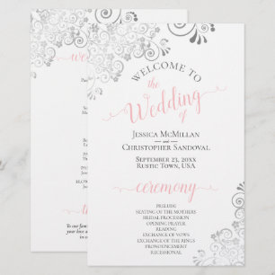Silver Lace Pink sobre Programa de Casamento de Or