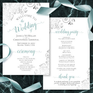 Silver Lace Teal sobre o Programa de Casamento de 
