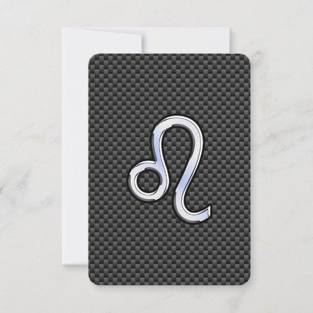 Silver Leo Zodiac Symbol on Carbon Fiber Print (Frente)