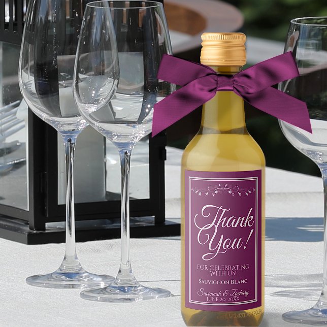 Silver on Cassis Purple Wedding Thank You Mini  (Criador carregado)