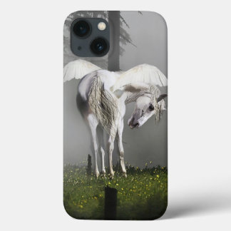 Silver Pegasus Preens em Mistura Floresta Fantasia