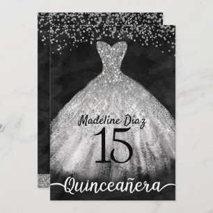 Silver Quinceanera Aniversário Convite Cumpleanos