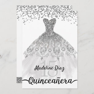 Silver Quinceanera Aniversário Convite Cumpleanos