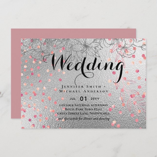 Silver Rosegold WEDDING Glitter Metálico (Frente/Verso)