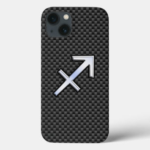 Silver Sagittarius Sinal Zodiac Fibra de Carbono I