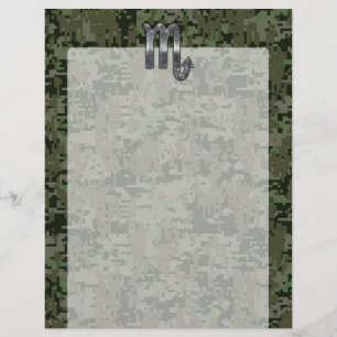 Silver Scorpio Zodiac Sinal Camo Digital Woodland