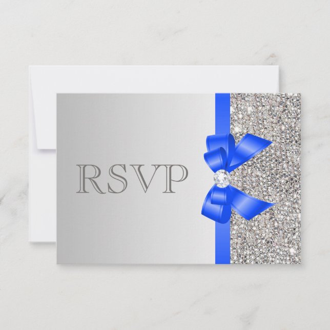 Silver Sequins Diamond Royal Arco Casamento RSVP (Frente)