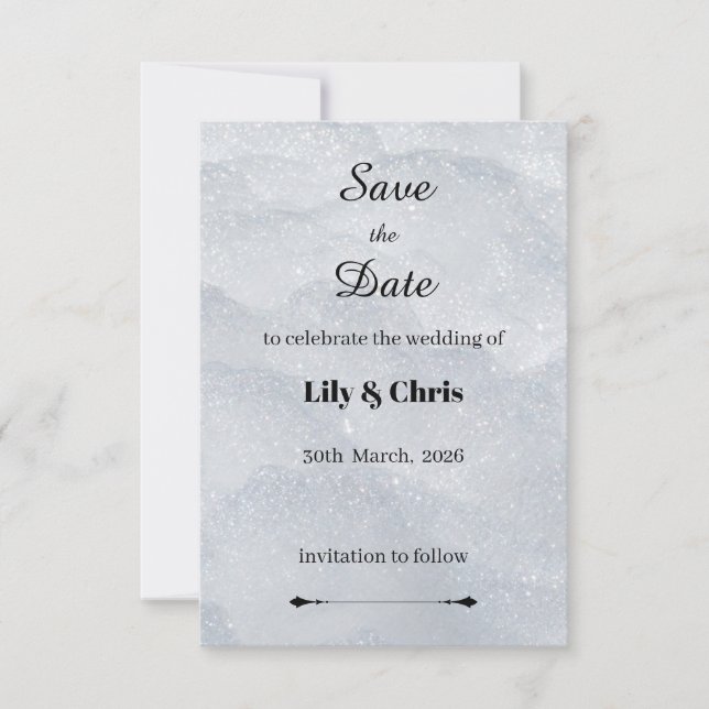 Silver Shimmering Filigree Save the Date Card (Frente)