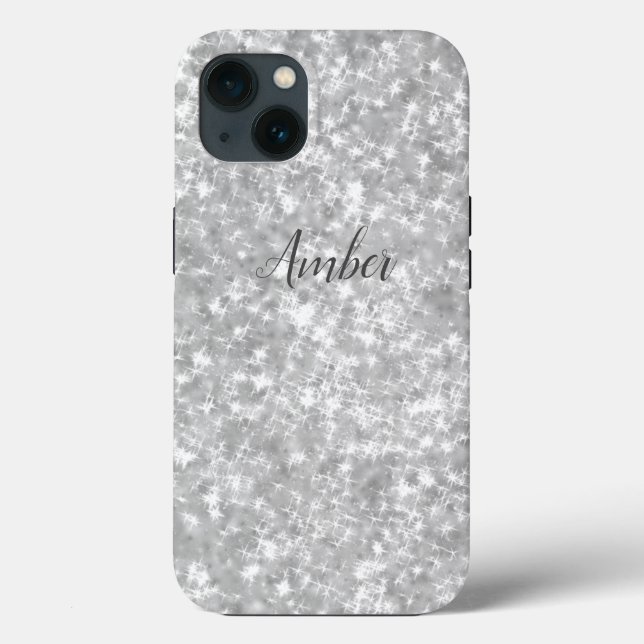 Silver Sparkle Glitter Elegante Personalizado (Verso)