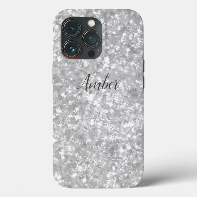 Silver Sparkle Glitter Elegante Personalizado (Verso)
