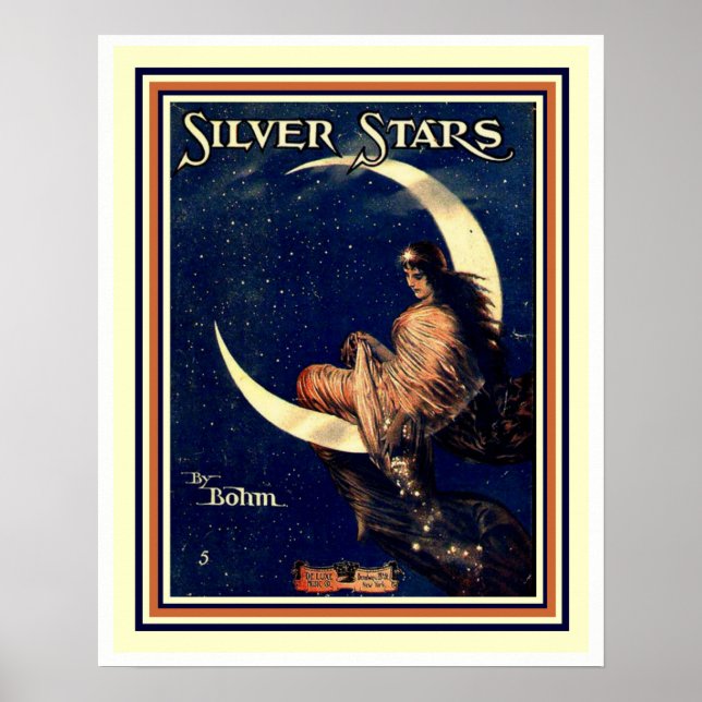 Silver Stars by Bohm Art Nouveau  Poster 16 x 20 (Frente)